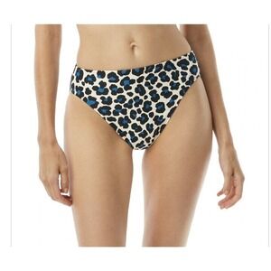 $58 Michael Kors High-Waist Bikini Bottoms Womens Blue Leopard XS